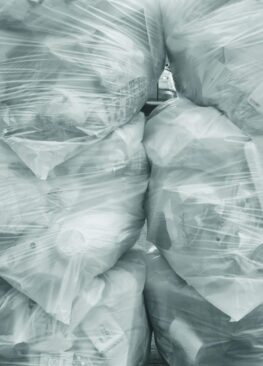 white and green plastic bags
